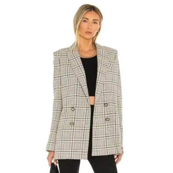 Veronica Beard Oria Checked Double Breasted Plaid Blazer Jacket - Size 2 - Picture 2 of 16